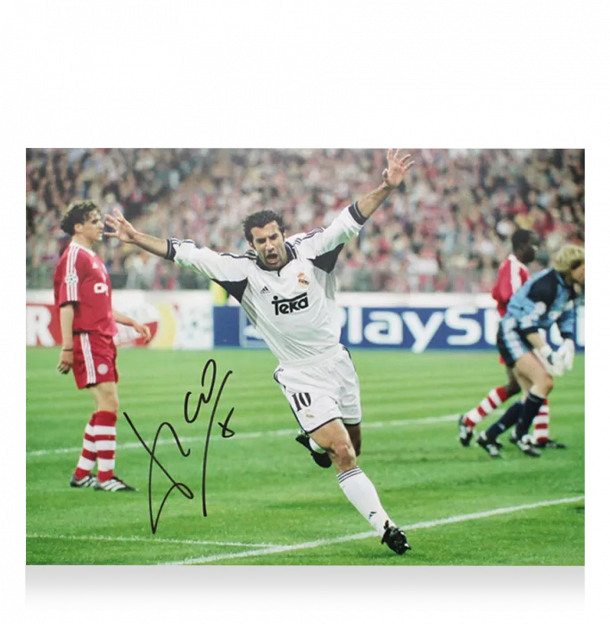 Luis Figo Signed Real Madrid Photo In Premium Photo Frame: UEFA Champions League Goal