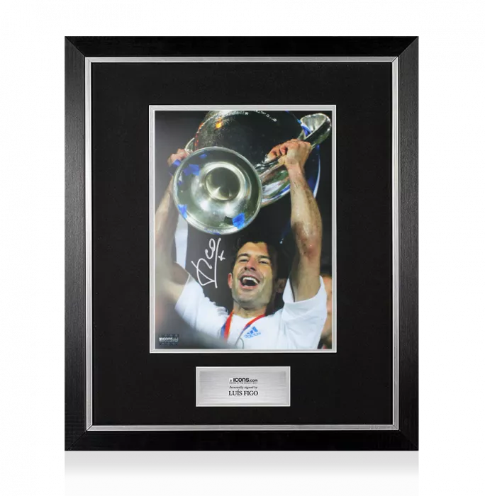 Luis Figo Signed Real Madrid Photo In Premium Photo Frame: 2002 UEFA Champions League Winner