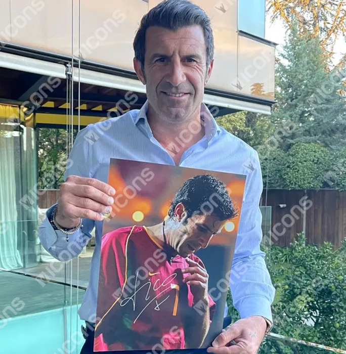 Luis Figo Signed Real Madrid & Portugal Photos In Dual Photo Frame