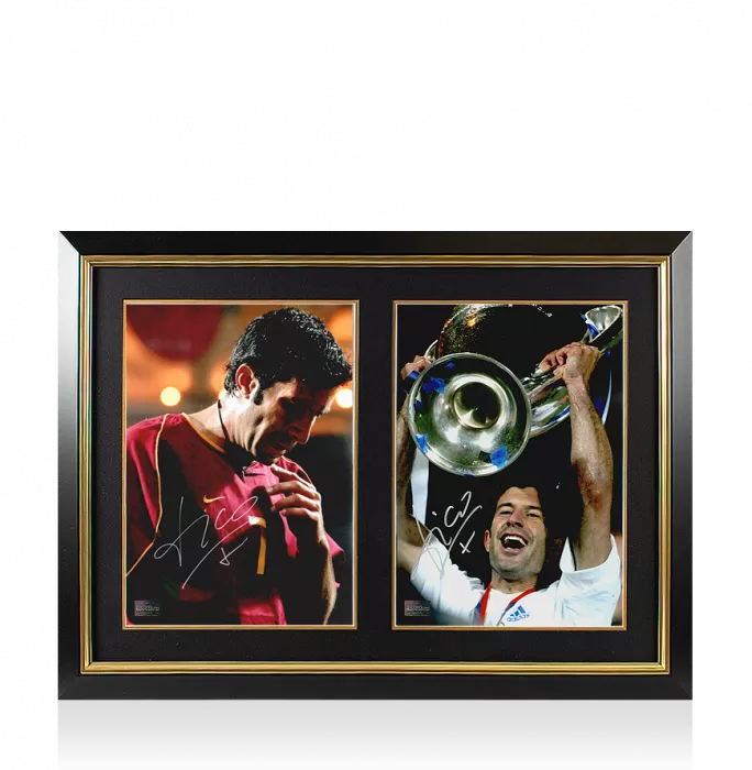 Luis Figo Signed Real Madrid & Portugal Photos In Dual Photo Frame
