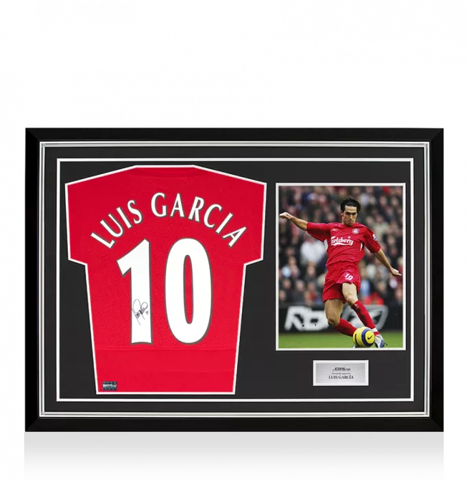 Luis Garcia Back Signed Liverpool FC 2005 Home Shirt In Hero Frame: Option 1