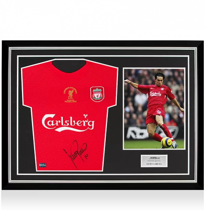 Luis Garcia Front Signed Liverpool 2004-05 Home Shirt In Hero Frame: Option 1