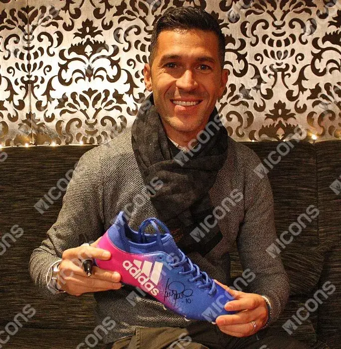 Luis Garcia Signed Blue And Pink Adidas X Techfit Boot In Bubble Frame: Option 1