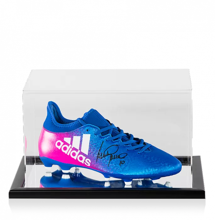 Luis Garcia Signed Blue and Pink Adidas X Techfit Boot In Acrylic Case