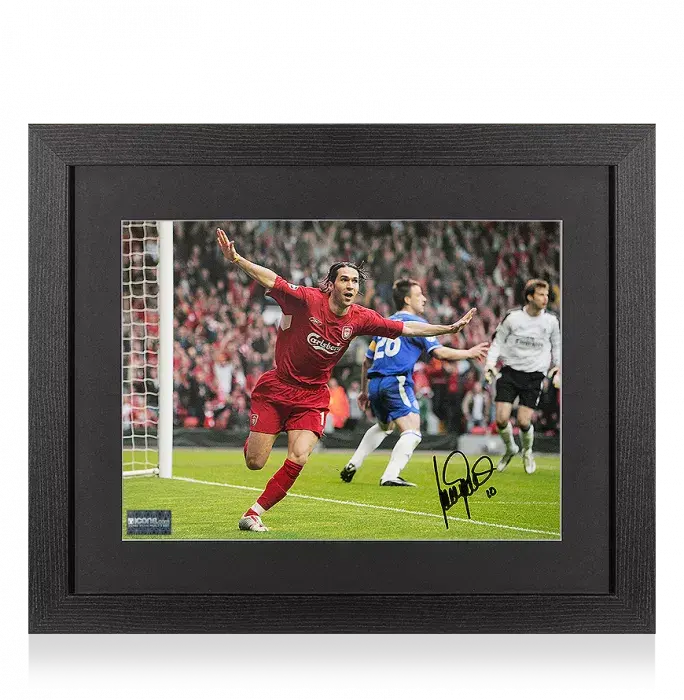 Luis Garcia Signed Liverpool Photo In Black Wooden Frame: 2005 UEFA Champions League Semi-Final 'Ghost Goal'