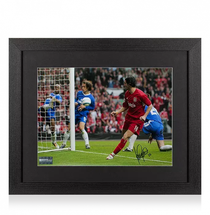 Luis Garcia Signed Liverpool Photo In Black Wooden Frame: 'Ghost Goal' Vs Chelsea