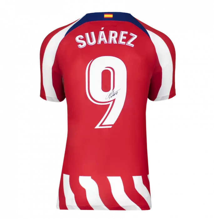Luis Suarez Back Signed Atletico Madrid 2022-23 Home Shirt In Hero Frame: Option 1