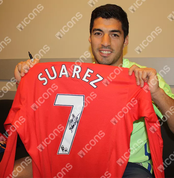 Luis Suarez Back Signed Liverpool 2013-14 Home Shirt