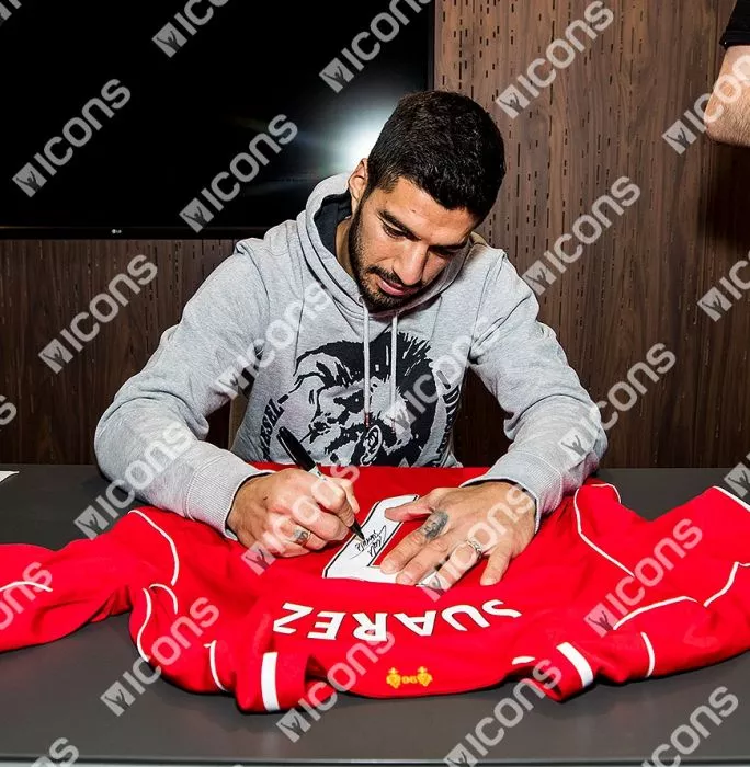 Luis Suarez Back Signed Liverpool 2014-15 Home Shirt