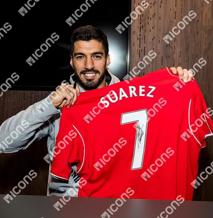 Luis Suarez Back Signed Liverpool 2014-15 Home Shirt