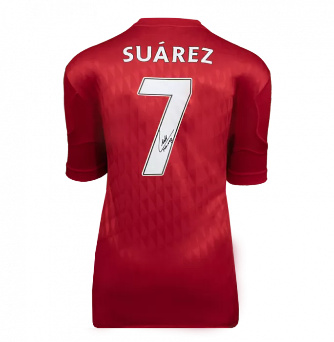 Luis Suarez Back Signed Liverpool FC 2010-12 Home Shirt In Hero Frame: Option 1