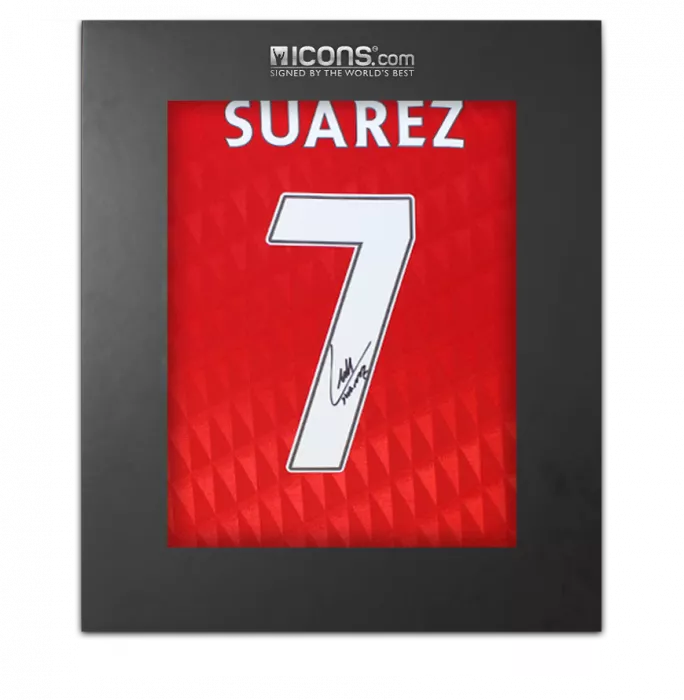 Luis Suarez Back Signed Liverpool FC 2010-12 Home Shirt In Deluxe Packaging