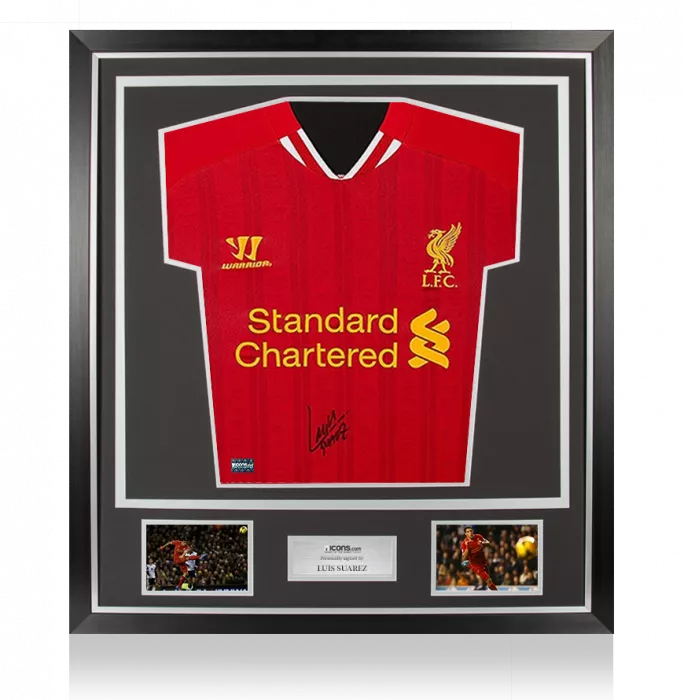 Luis Suarez Front Signed Liverpool 2013-14 Home Shirt In Classic Frame