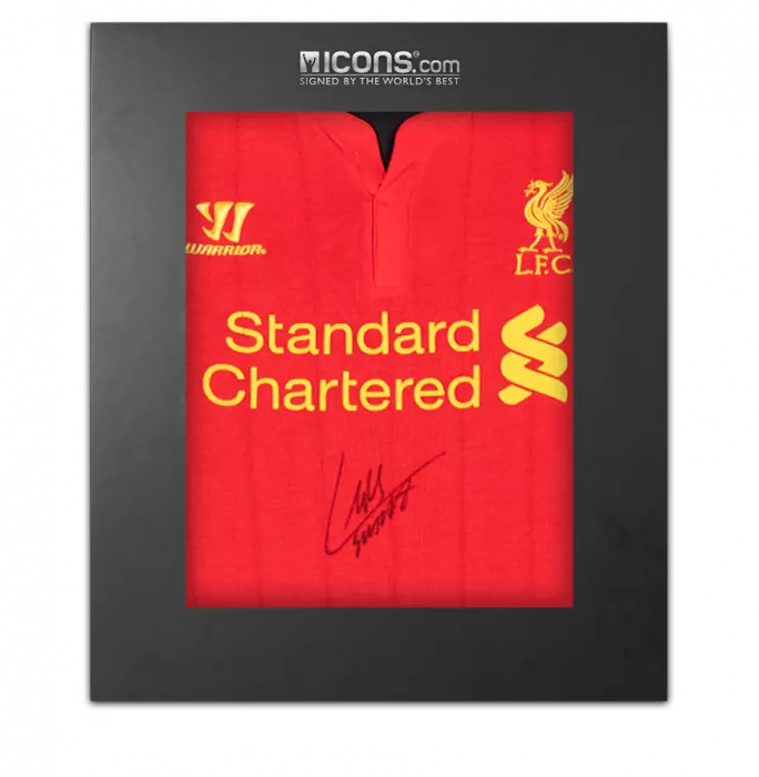 Luis Suarez Front Signed Liverpool FC 2012-13 Home Shirt In Deluxe Packaging