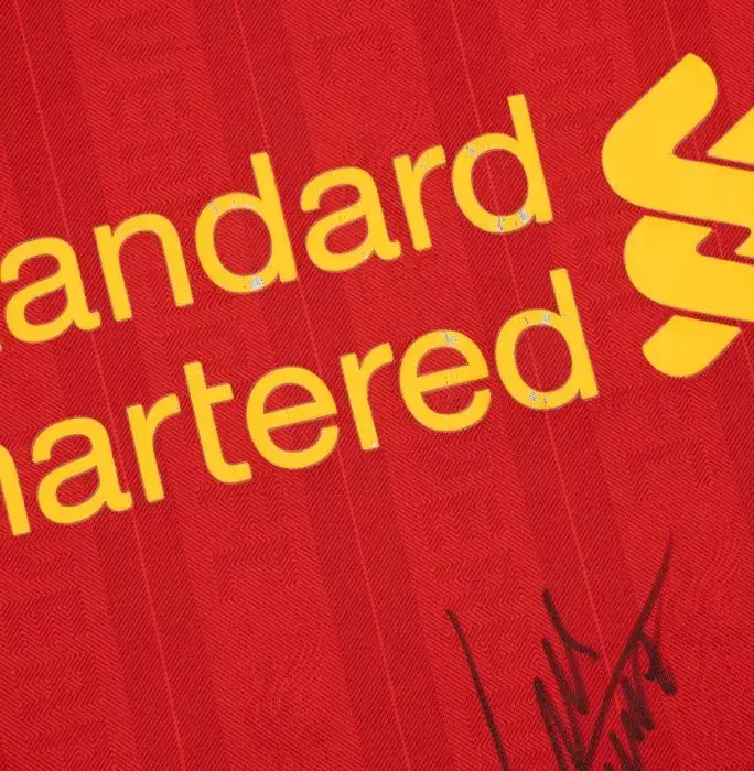 Luis Suarez Front Signed Liverpool FC 2013-14 Home Shirt In Deluxe Packaging