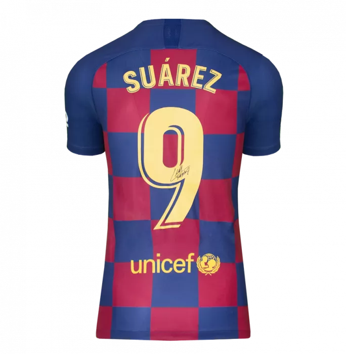 Luis Suarez Official FC Barcelona Back Signed And Framed 2019-20 Home Shirt
