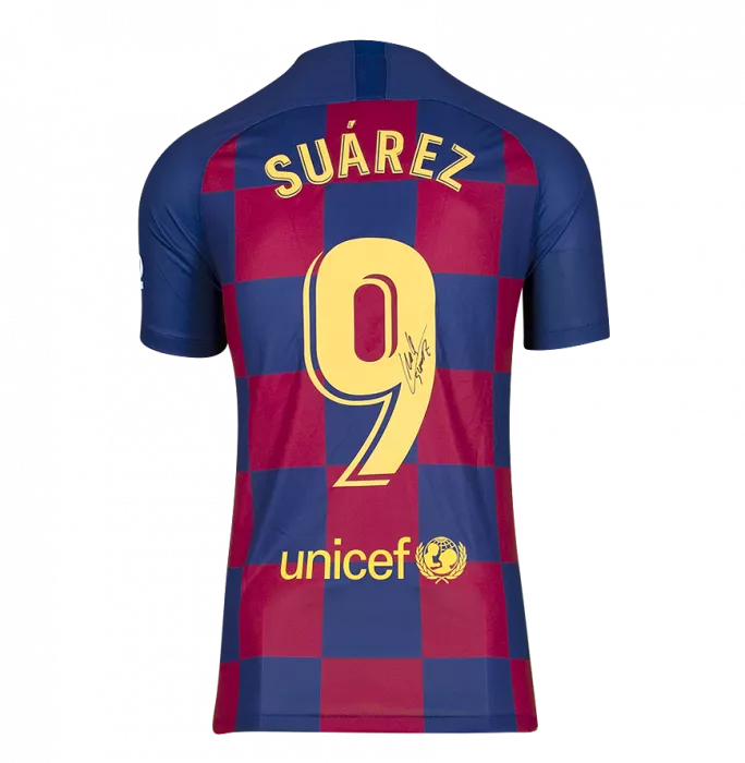 Luis Suarez Official FC Barcelona Back Signed And Framed 2019-20 Home Shirt
