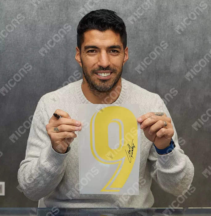Luis Suarez Official FC Barcelona Back Signed And Framed 2019-20 Home Shirt With Fan Style Number