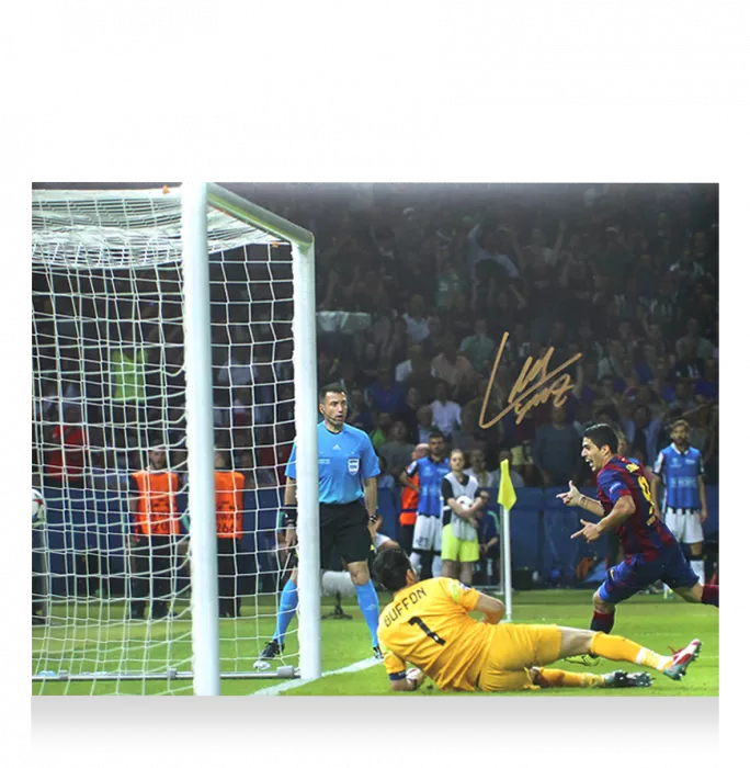 Luis Suarez Official FC Barcelona Signed And Framed Photo: 2015 UEFA Champions League Final Goal Vs Juventus