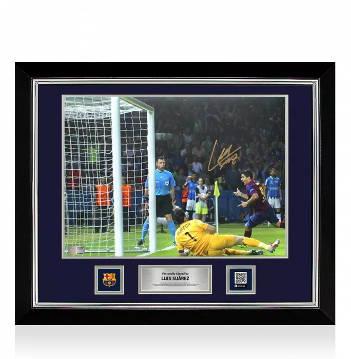 Luis Suarez Official FC Barcelona Signed And Framed Photo: 2015 UEFA Champions League Final Goal Vs Juventus