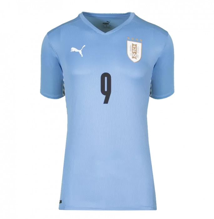 Luis Suarez Official FIFA World Cup™ Back Signed And Framed Uruguay 2021-22 Home Shirt With Fan Style Number