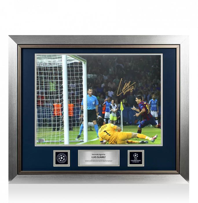Luis Suarez Official UEFA Champions League Signed And Framed FC Barcelona Photo: 2015 Final Goal Vs Juventus
