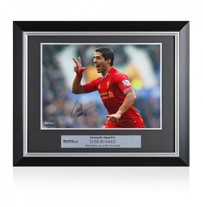Luis Suarez Signed and Framed Liverpool Photo: Goal vs Everton