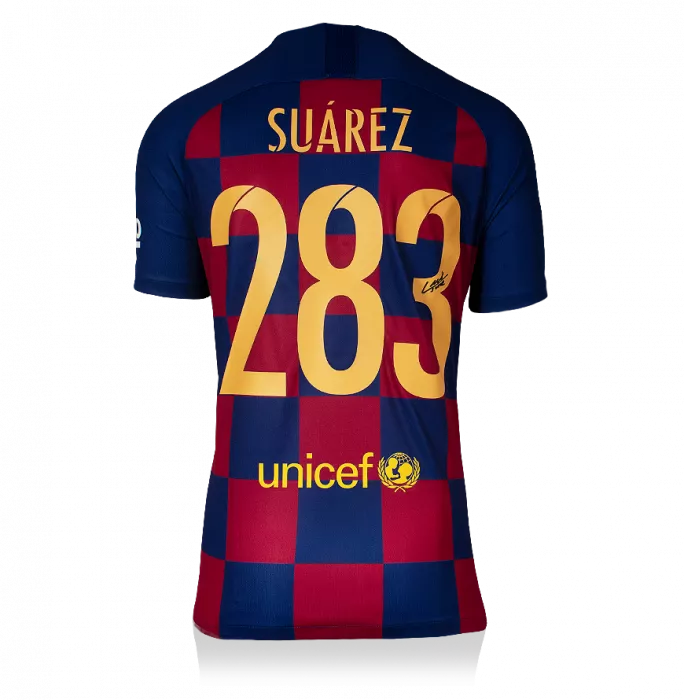 Luis Suarez Signed FC Barcelona Home Shirt: 283 Goals Special Edition