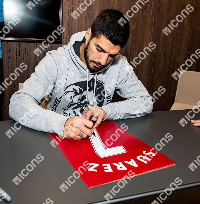 Luis Suarez Signed Liverpool Shirt Print In Black Wooden Frame: Limited Edition 'Suarez 7'