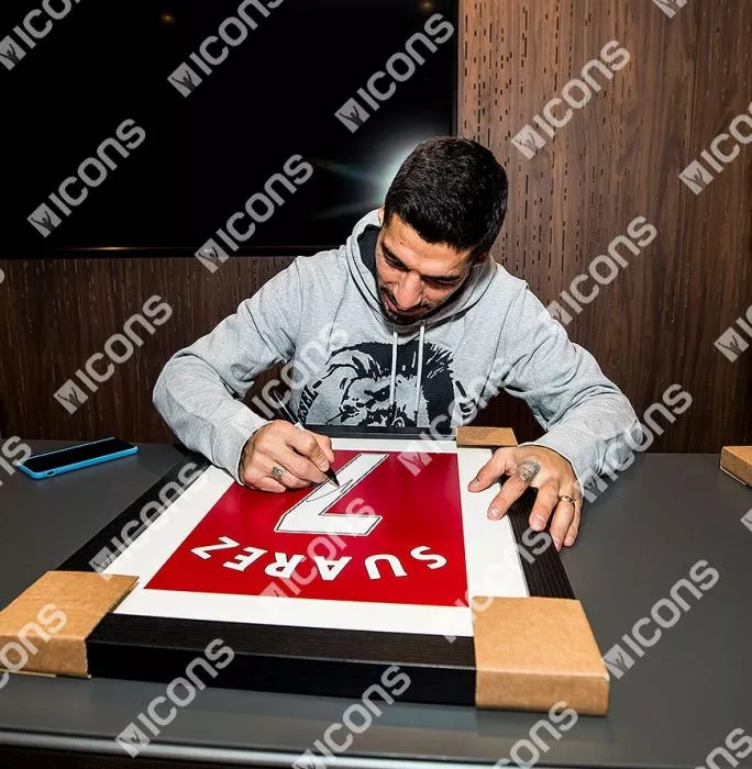 Luis Suarez Signed Liverpool Shirt Print In Black Wooden Frame: Limited Edition 'Suarez 7'