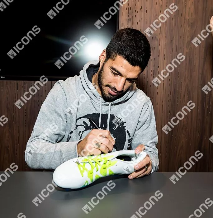 Luis Suarez Signed White And Blue Adidas X 16.4 Boot