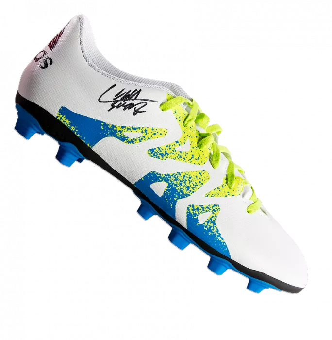 Luis Suarez Signed White and Blue Adidas X 16.4 Boot