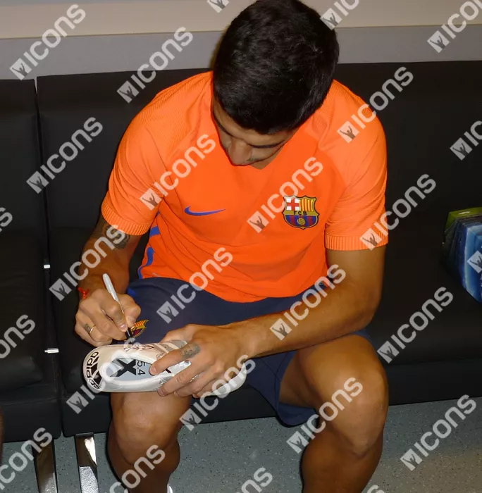 Luis Suarez Signed White And Silver Adidas X 15.4 Boot
