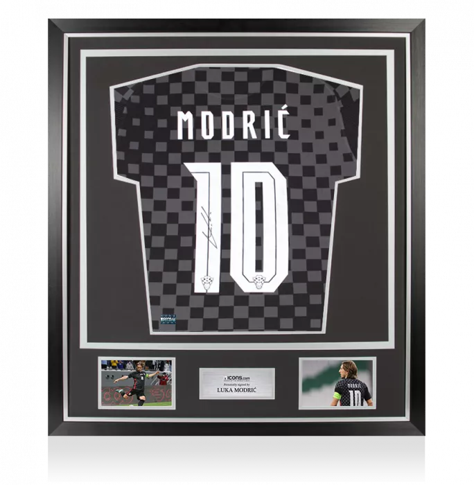 Luka Modric Back Signed Croatia 2020-21 Away Shirt In Classic Frame