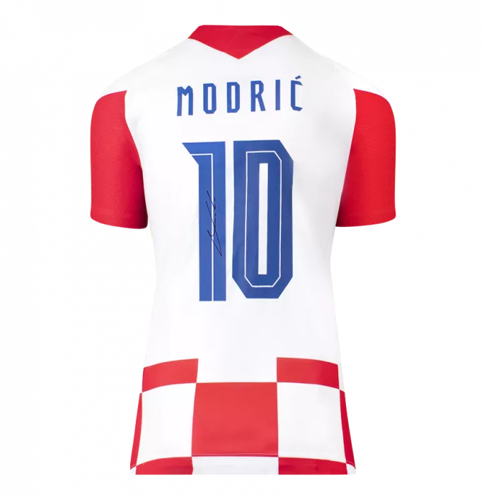 Luka Modric Back Signed Croatia 2020-21 Home Shirt With Fan Style Number In Classic Frame