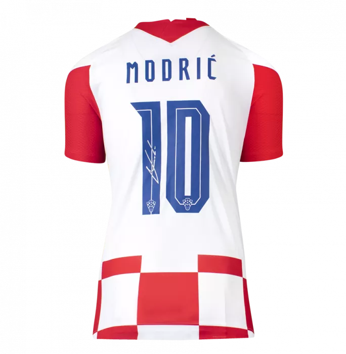 Luka Modric Back Signed Croatia 2020-21 Home Shirt In Hero Frame: Option 1