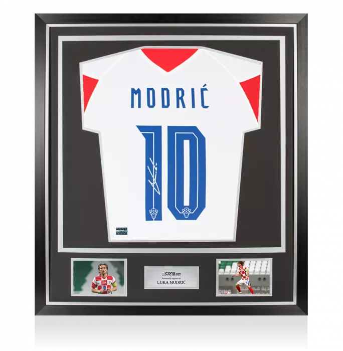 Luka Modric Back Signed Croatia 2020-21 Home Shirt In Classic Frame