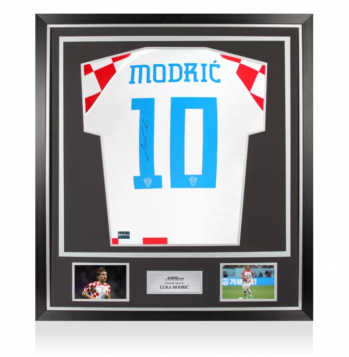 Luka Modric Back Signed Croatia 2022-23 Home Shirt In Classic Frame