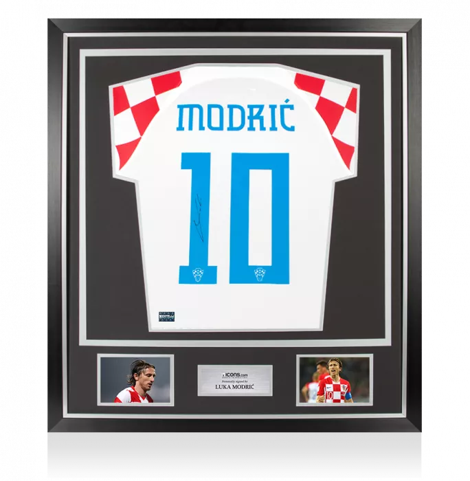 Luka Modric Back Signed Croatia 2022-23 Home Shirt In Classic Frame