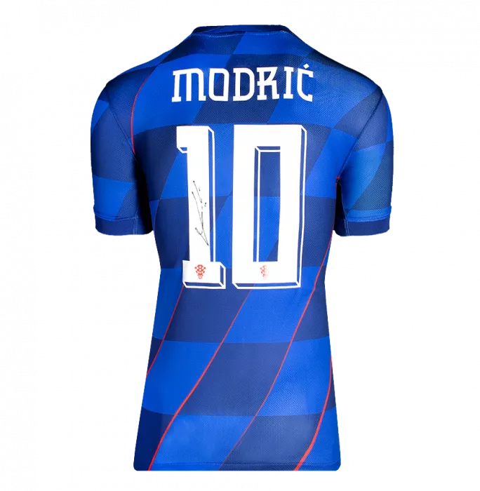 Luka Modric Back Signed Croatia 2024 Away Shirt In Deluxe Packaging