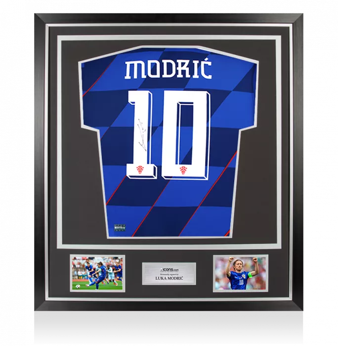 Luka Modric Back Signed Croatia 2024 Away Shirt In Classic Frame