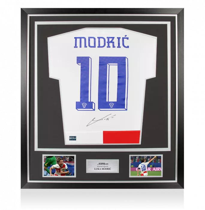 Luka Modric Back Signed Croatia 2024 Home Shirt In Classic Frame