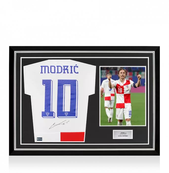 Luka Modric Back Signed Croatia 2024 Home Shirt In Hero Frame: Option 1