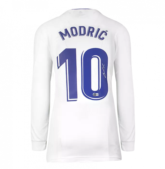 Luka Modric Back Signed Real Madrid 2021-22 Home Shirt With Long Sleeves In Hero Frame: Option 1