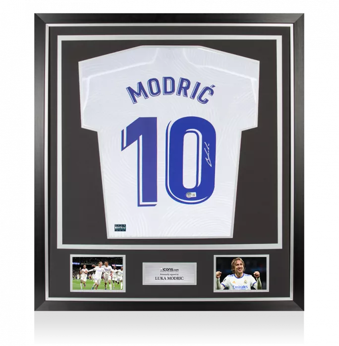Luka Modric Back Signed Real Madrid 2021-22 Home Shirt With Long Sleeves In Classic Frame