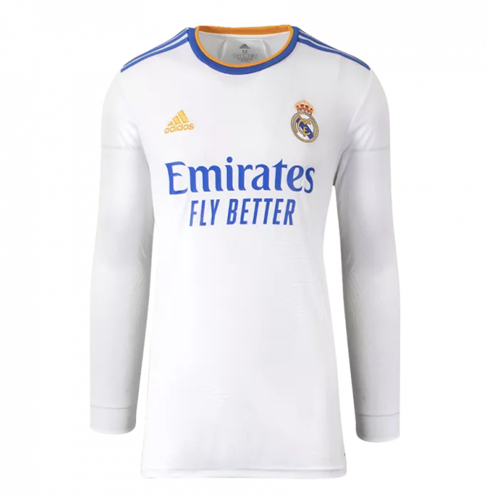 Luka Modric Back Signed Real Madrid 2021-22 Long Sleeve Home Shirt With Fan Style Numbers: UCL Edition In Hero Frame: Option 1