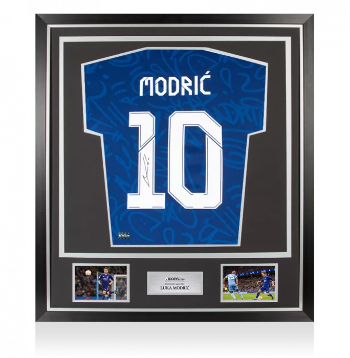 Luka Modric Back Signed Real Madrid 2021-22 Long Sleeve Away Shirt In Classic Frame