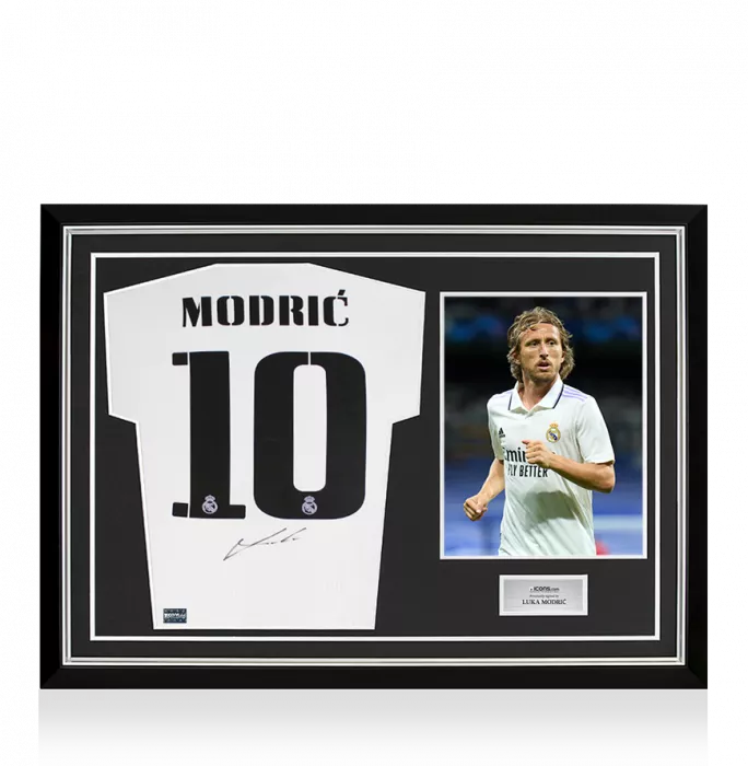 Luka Modric Back Signed Real Madrid 2022-23 Home Shirt In Hero Frame: Option 1