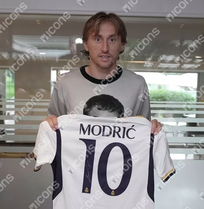Luka Modric Back Signed Real Madrid 2023-24 Home Shirt In Deluxe Packaging
