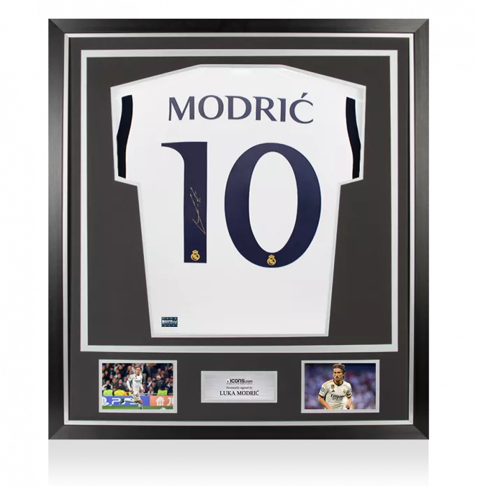Luka Modric Back Signed Real Madrid 2023-24 Home Shirt In Classic Frame